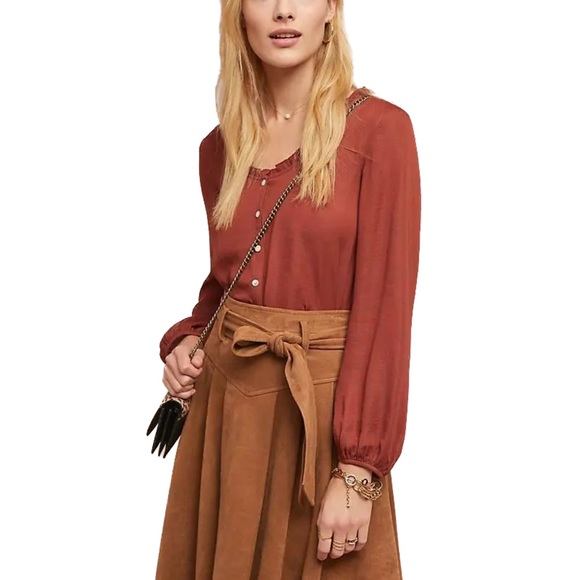 ANTHROPOLOGIE DOLAN Marilyn Left Coast Collection Top  Sz XL In Rust - Picture 2 of 10